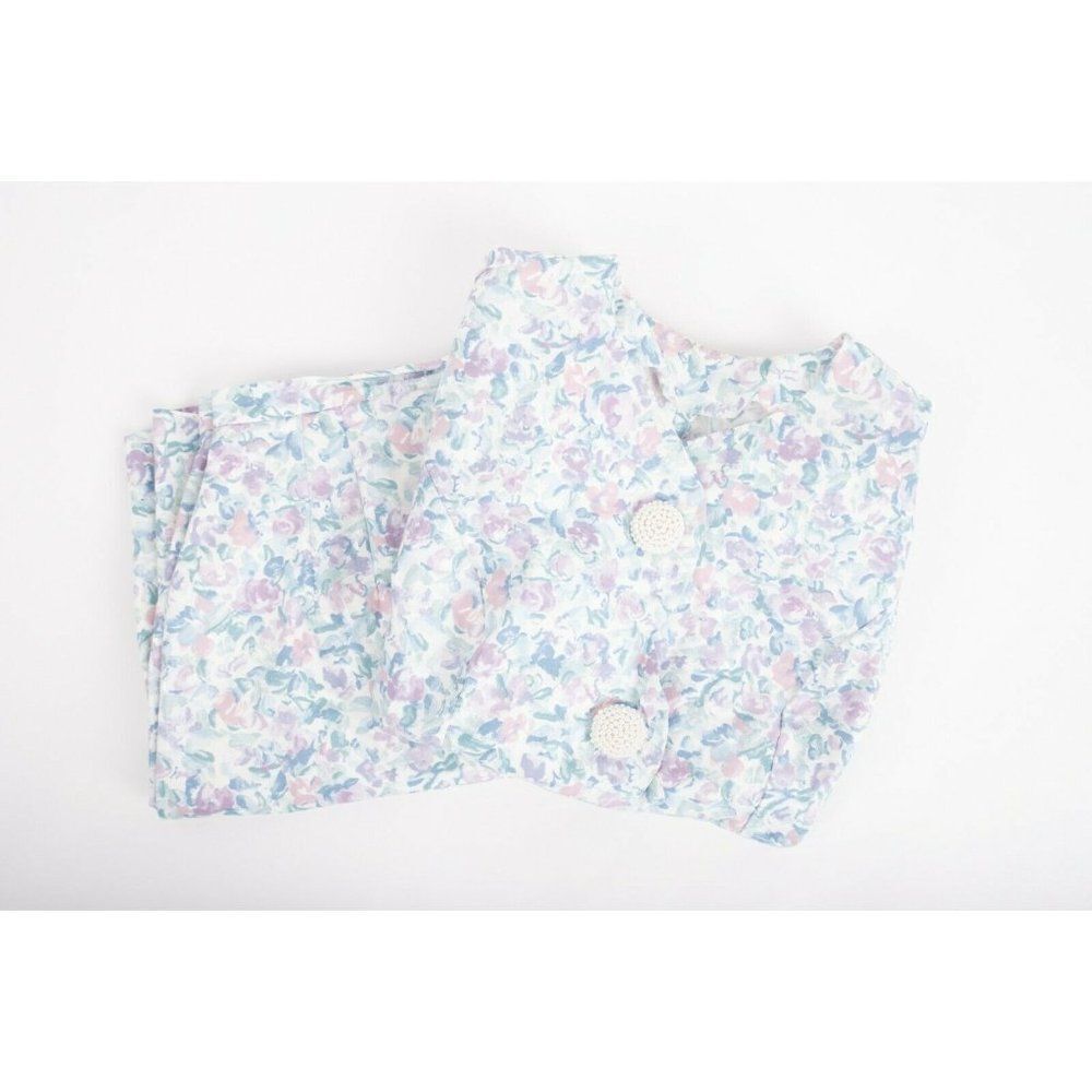 Vintage 1980s Womans Midi Skirt Suit M Blazer Pastel Floral Puff Sleeves Purple - Picture 5 of 12
